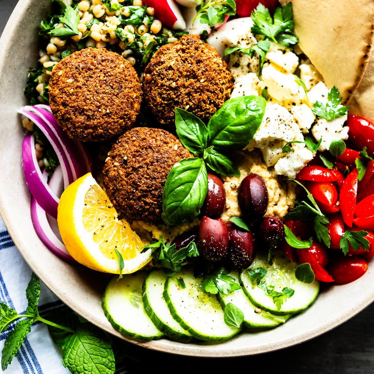 Mediterranean Falafel Salad with Tahini-Lemon Dressing
